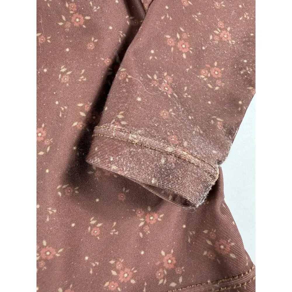 Jamie Kay Floral Long Sleeve Rash Guard Swim Top Brown Size 3